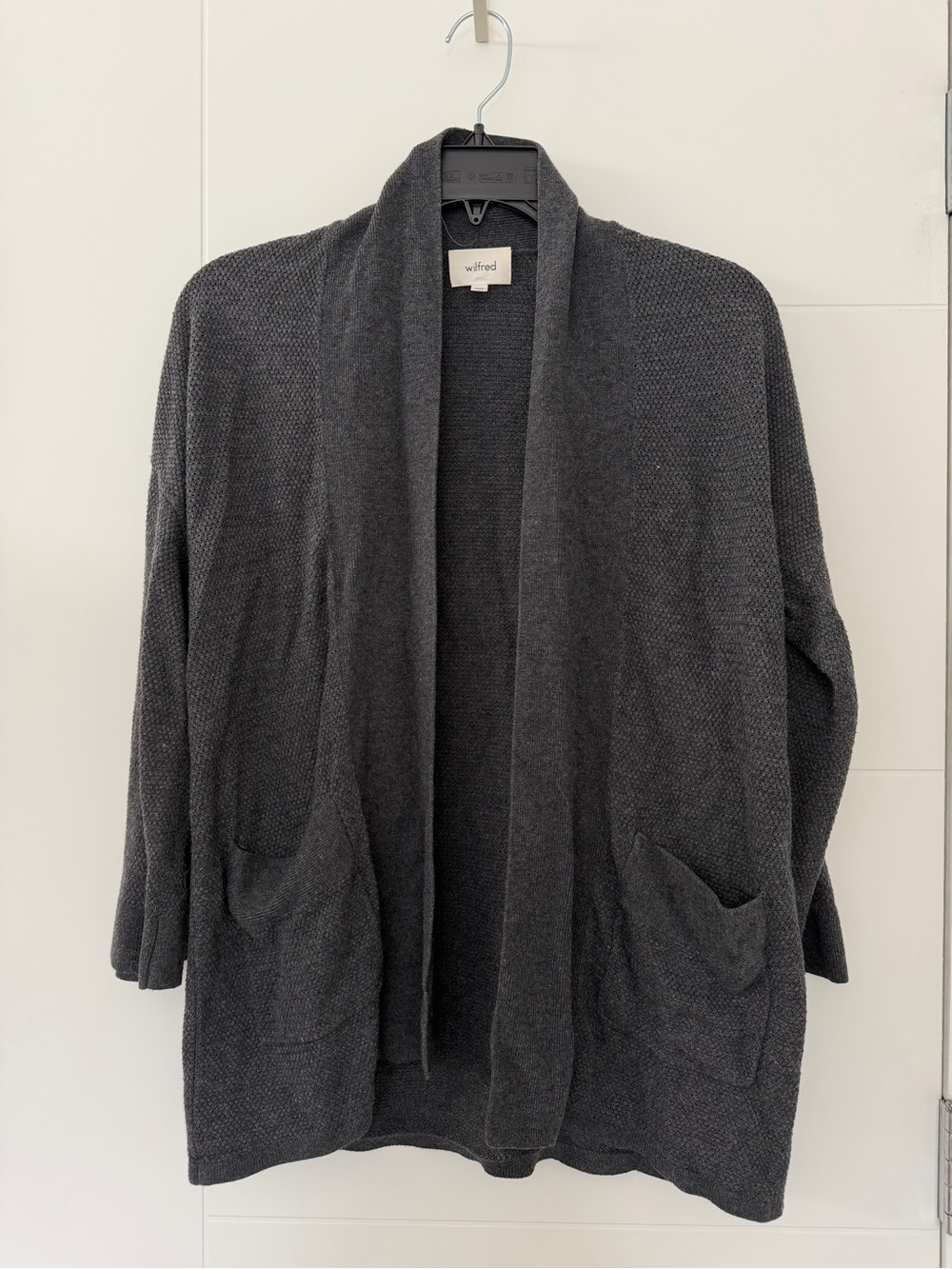Wilfred Open-Front Cashmere & Silk Knit Cardigan Sweater XS - Dark Grey